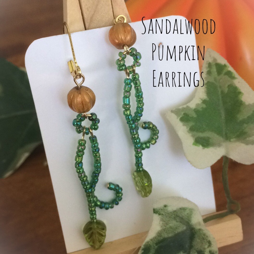 🍁 PUMPKIN Beaded Earrings ~handmade